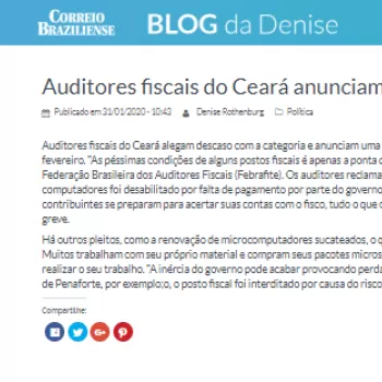 Na Mída | Correio Braziliense divulga anúncio de greve dos Auditores Fiscais do Ceará