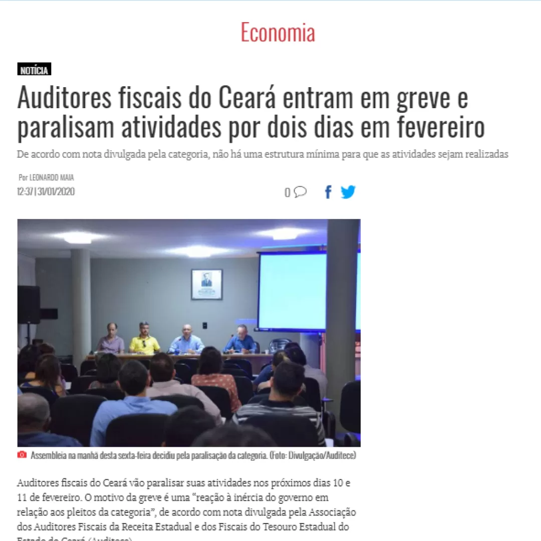 Na Mídia | O POVO destaca greve dos Auditores Fiscais