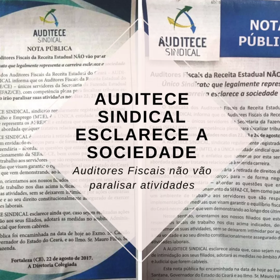 AUDITECE SINDICAL esclarece a sociedade